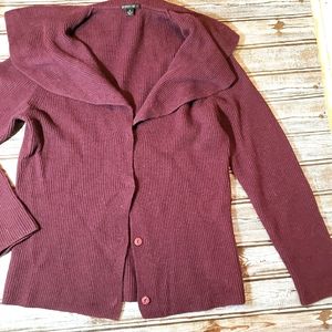 Lafayette 148 Extra Fine Merino Wool Cardigan Sweater Purple Burgandy Sm…